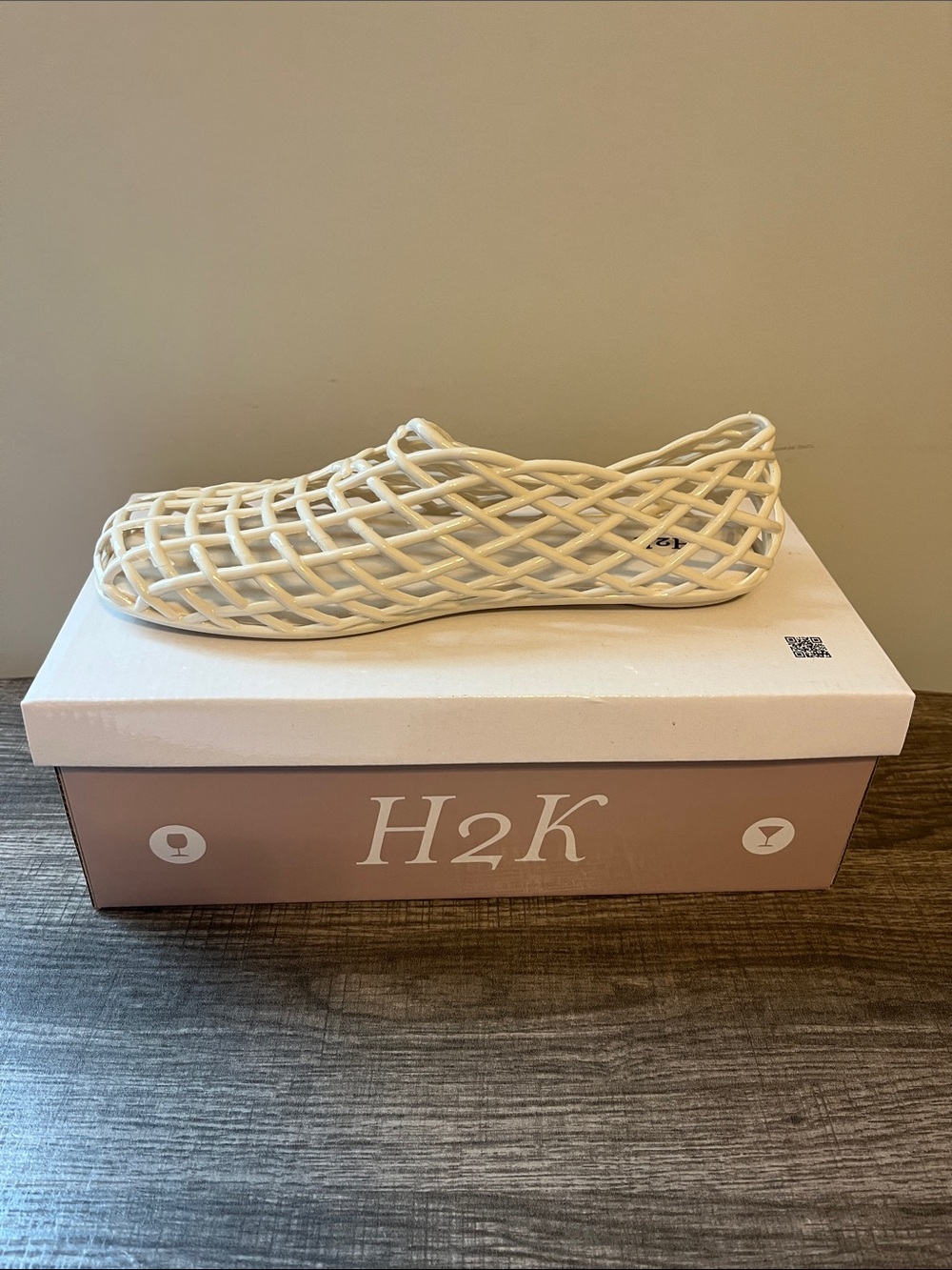 H2K Como Nude Jelly Mesh Ballet Flats Slip-On Woven Shoes Size 7 NIB